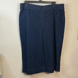 Nina Leonard Dark Blue Women's Cropped wide leg Jeans